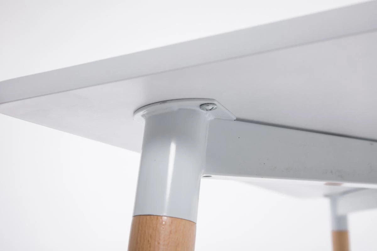 In And OutdoorMatch Tafel Boudewijn - 120x80x75cm - Mat Wit en Houtkleurig - Stijlvol Design Eettafel/ Eetkamertafel