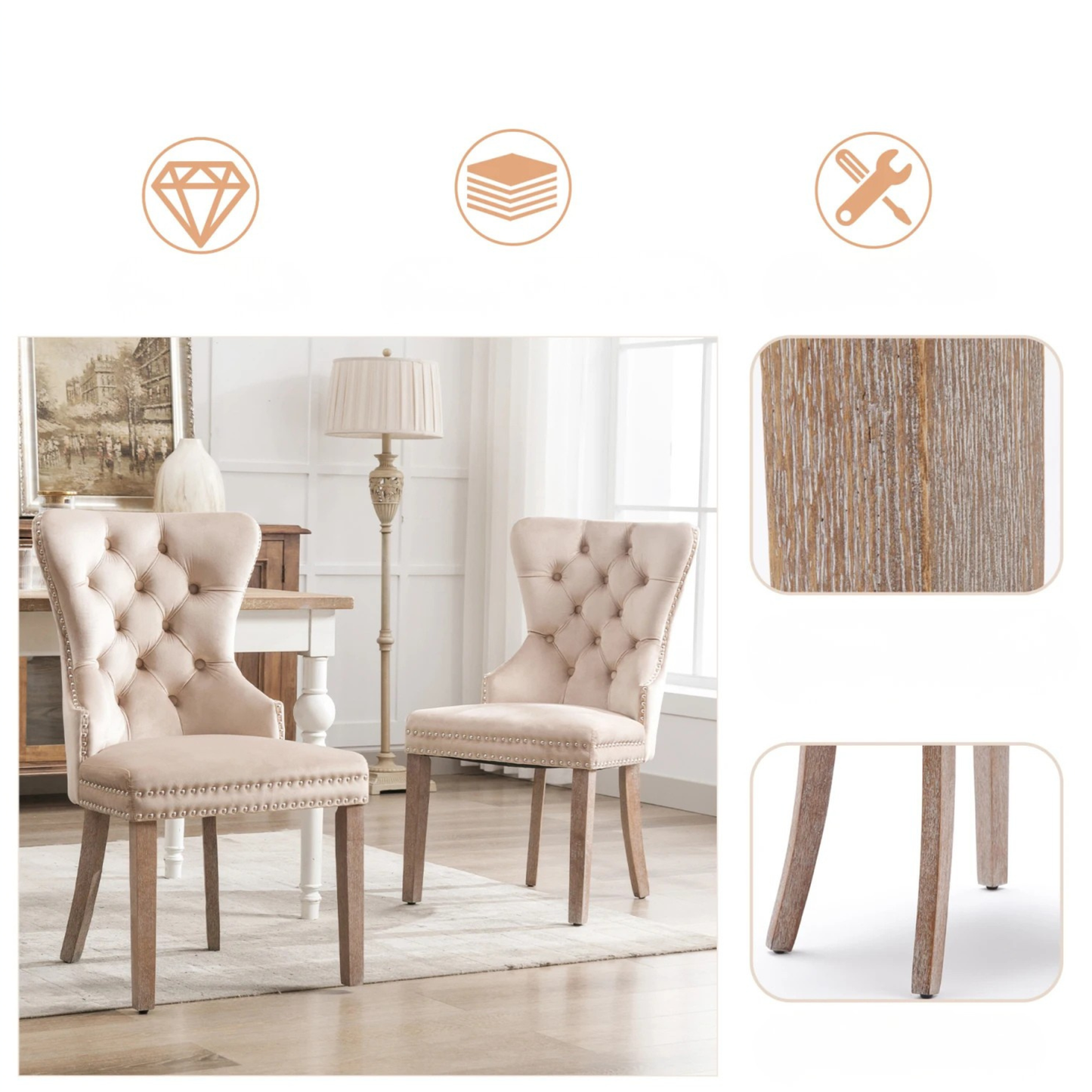 Eetkamerstoelen - Set van 2 - Beige