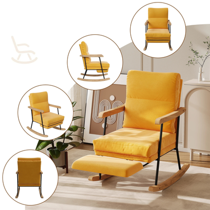 Comfortabele Relaxstoel - Geel - Met Voetsteun
