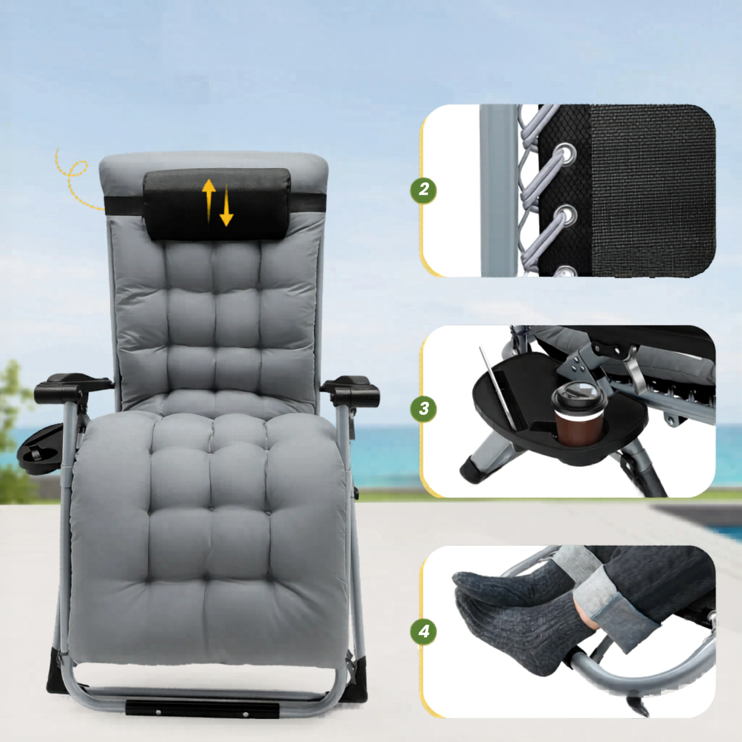 Anti-Gravity Loungestoel - Verstelbaar - Grijs