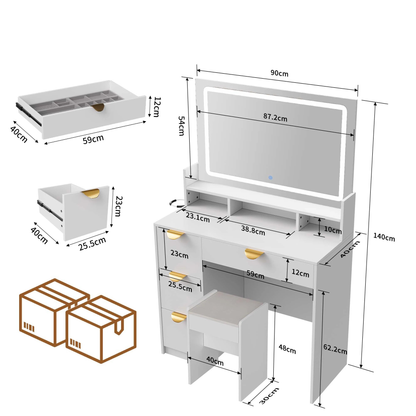 Make-up Tafel - Verlichte LED Spiegel - Wit