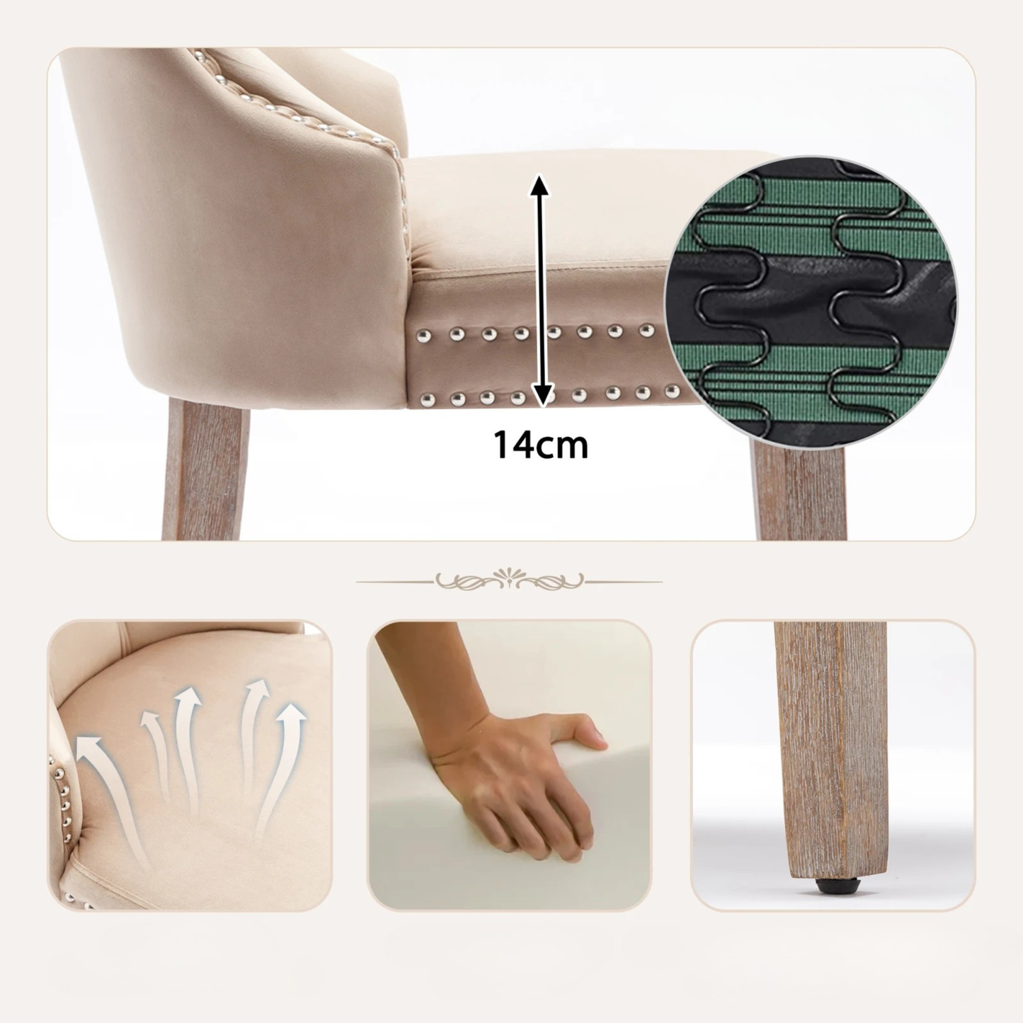 Eetkamerstoelen - Set van 2 - Beige