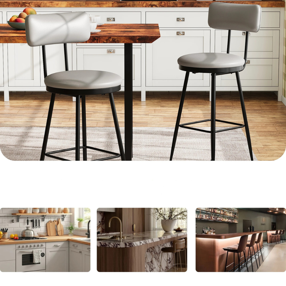 Kunstleren Barstoelen - 2 stuks - Donkergrijs