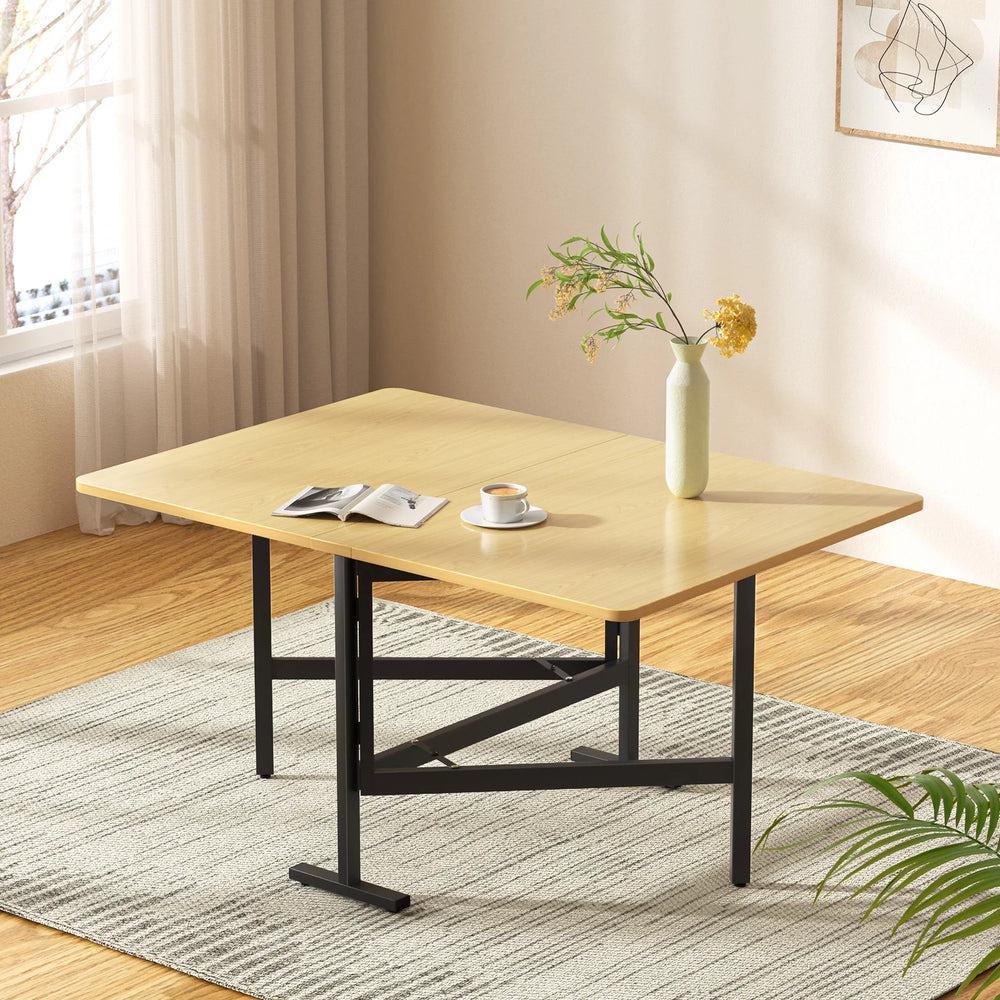 Folding dining table, modern and elegant style, adjustable, ergonomic design, 120x80 cm, beige