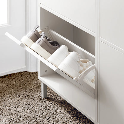 SoBuy FSR151-H-W 3 flap shoe cabinet narrow shoe rack with 6 shelf surfaces Shoe chest of drawers Shoe shelf White