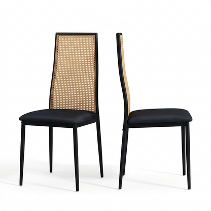 Eetkamerstoelen - Set van 2 - Zwart & Natuurlijk Hout