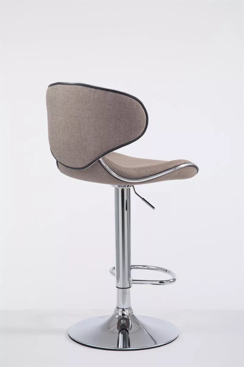 In And OutdoorMatch Barkruk Kevin - Bruin/Zilver - Chroom - Industrieel Design - Rugleuning - Voetensteun - Gestoffeerde Zitting Barkrukken / hocker