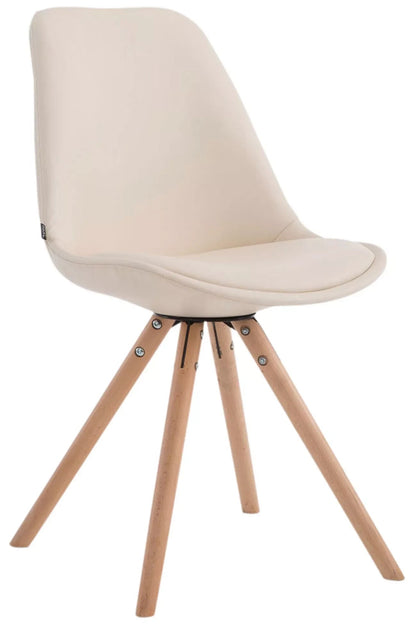 In And OutdoorMatch Design Eetkamerstoel Bridie - Creme - Zonder armleuning - Met rugleuning - Set van 1 - Woonkamerstoelen - Keukenstoelen - Kunstleer Eetkamerstoel