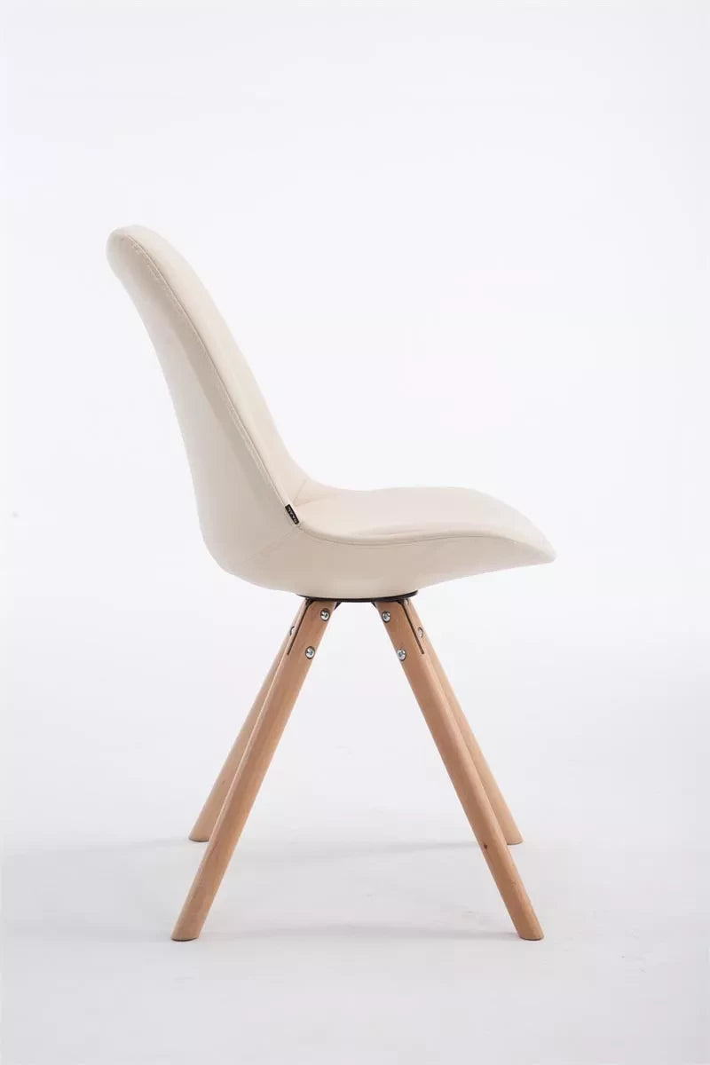 In And OutdoorMatch Design Eetkamerstoel Bridie - Creme - Zonder armleuning - Met rugleuning - Set van 1 - Woonkamerstoelen - Keukenstoelen - Kunstleer Eetkamerstoel