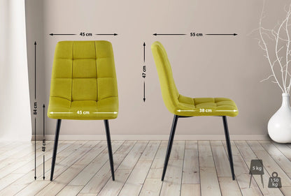 In And OutdoorMatch Eetkamerstoel Archer - Geel - Stof - Hoge kwaliteit bekleding - Stijlvolle eetkamerstoel - Luxe uitstraling Eetkamerstoel