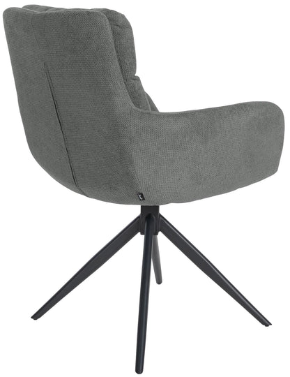 In And OutdoorMatch Eetkamerstoel Florina - Grijs - Stof - Met Armleuning - Hoogwaardige Bekleding - Stijlvolle Eetkamerstoel - Deluxe Look Eetkamerstoel