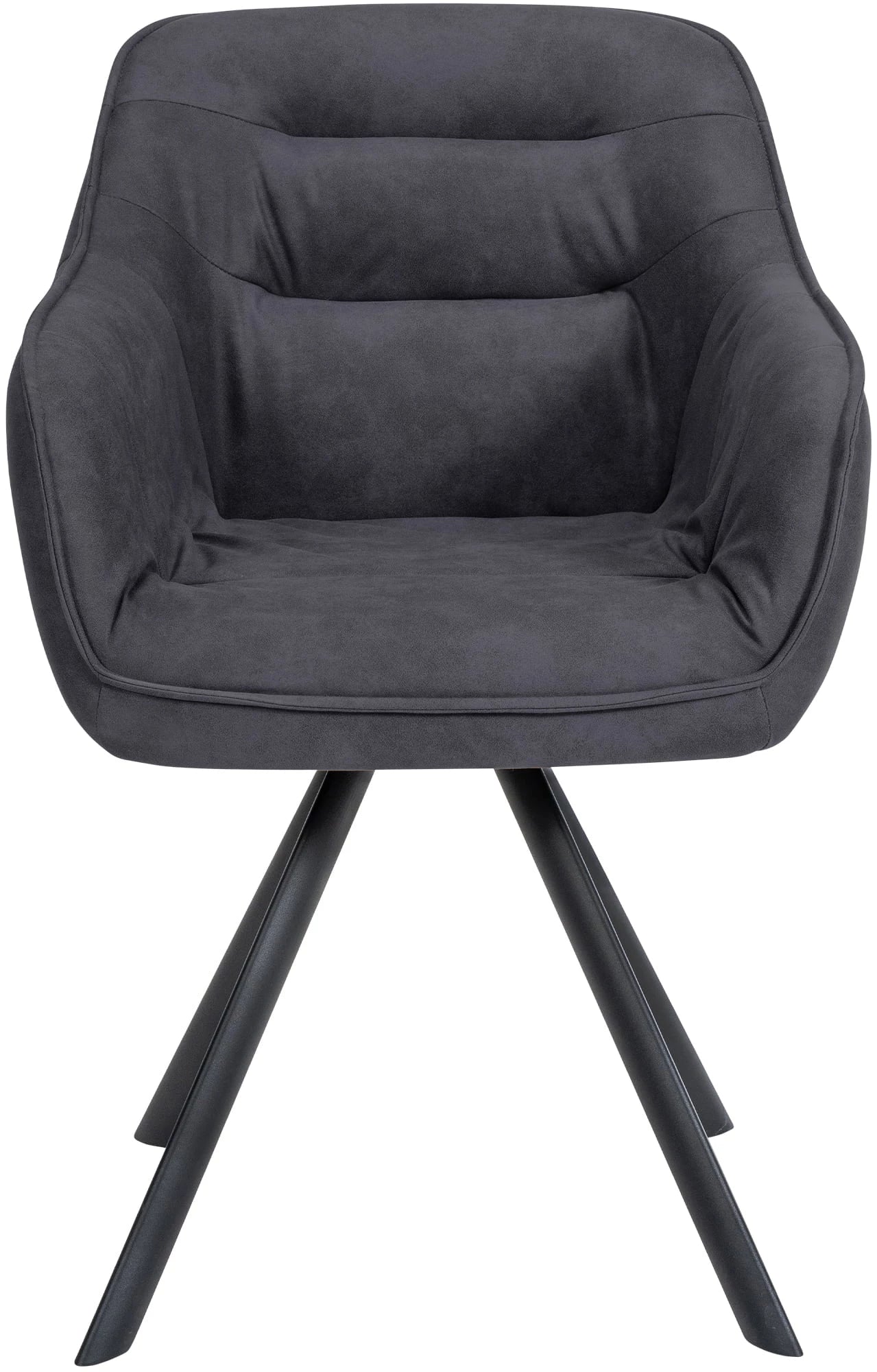 In And OutdoorMatch Eetkamerstoel Jozef - Donkergrijs - Met Armleuningen - Fluweel - Hoogwaardige Bekleding - Comfortabele en Luxe Eetkamerstoel - Vintage Look Eetkamerstoel