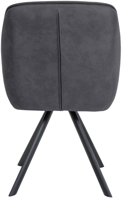 In And OutdoorMatch Eetkamerstoel Jozef - Donkergrijs - Met Armleuningen - Fluweel - Hoogwaardige Bekleding - Comfortabele en Luxe Eetkamerstoel - Vintage Look Eetkamerstoel