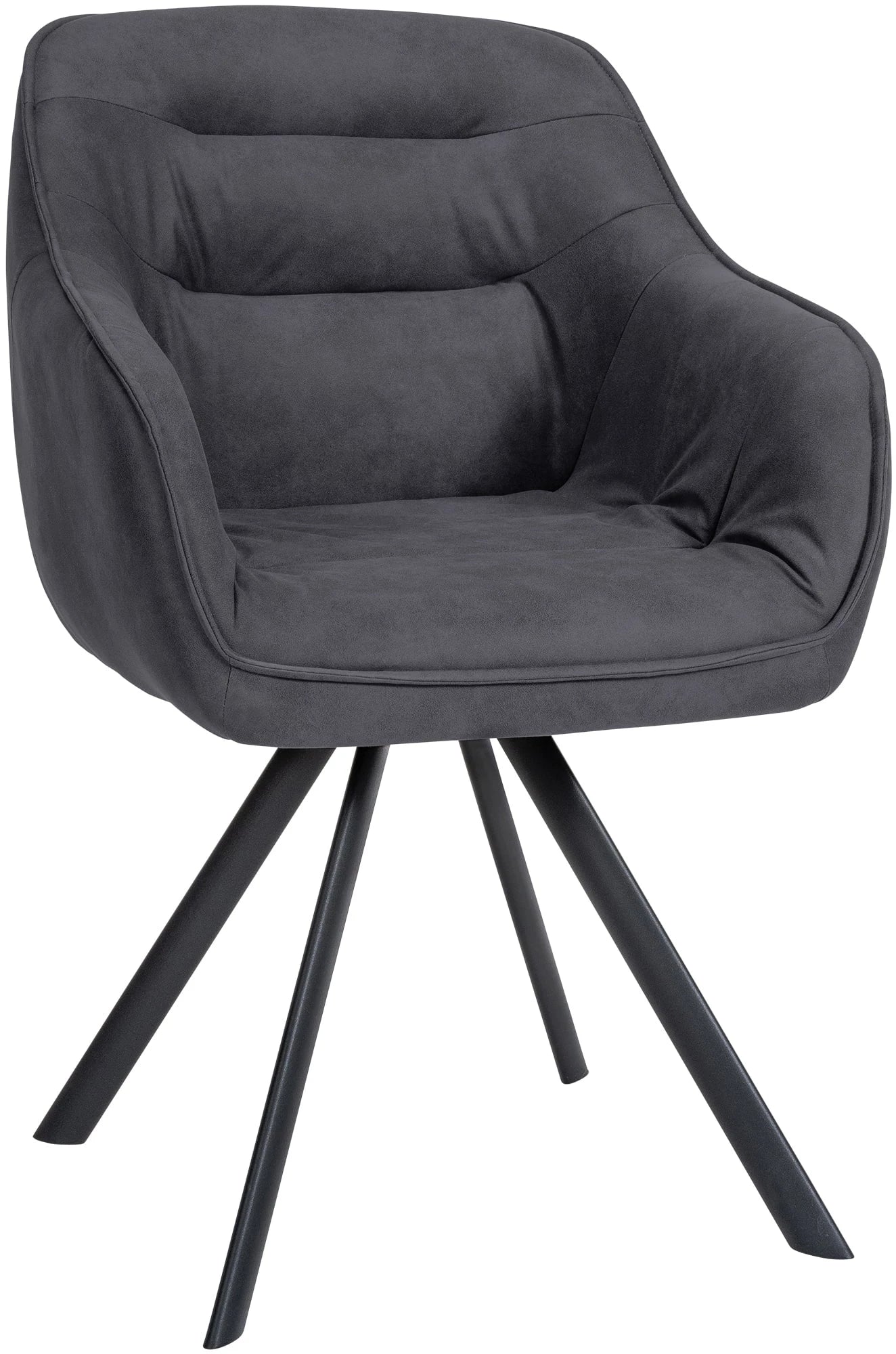 In And OutdoorMatch Eetkamerstoel Jozef - Donkergrijs - Met Armleuningen - Fluweel - Hoogwaardige Bekleding - Comfortabele en Luxe Eetkamerstoel - Vintage Look Eetkamerstoel