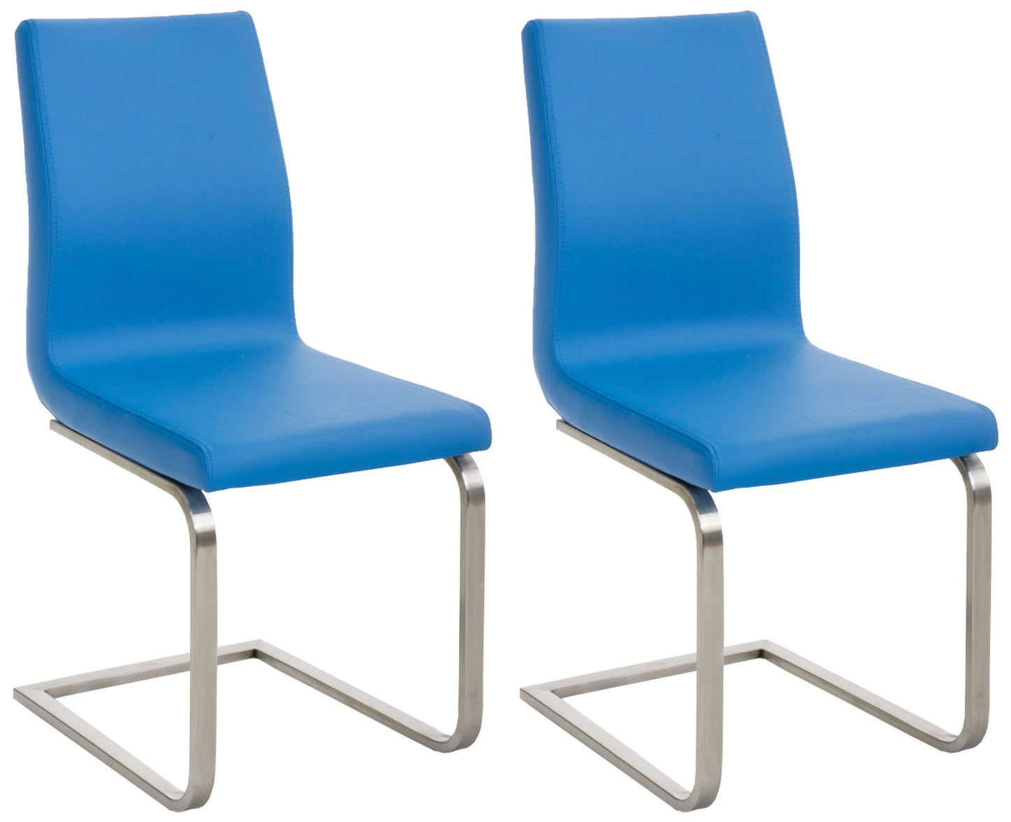 In And OutdoorMatch Eetkamerstoel Lela - Blauw - Set van 2 - Kunstleer - Hoogwaardige bekleding - Luxe eetkamerstoelen - Moderne look Eetkamerstoel