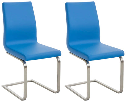 In And OutdoorMatch Eetkamerstoel Lela - Blauw - Set van 2 - Kunstleer - Hoogwaardige bekleding - Luxe eetkamerstoelen - Moderne look Eetkamerstoel