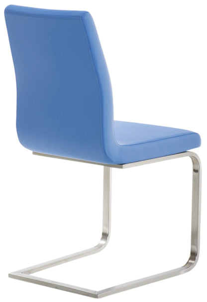 In And OutdoorMatch Eetkamerstoel Lela - Blauw - Set van 2 - Kunstleer - Hoogwaardige bekleding - Luxe eetkamerstoelen - Moderne look Eetkamerstoel