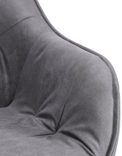 In And OutdoorMatch Eetkamerstoel Lukas - Lichtgrijs - Met Armleuningen - Fluweel - Hoogwaardige Bekleding - Comfortabele en Luxe Eetkamerstoel - Vintage Look Eetkamerstoel