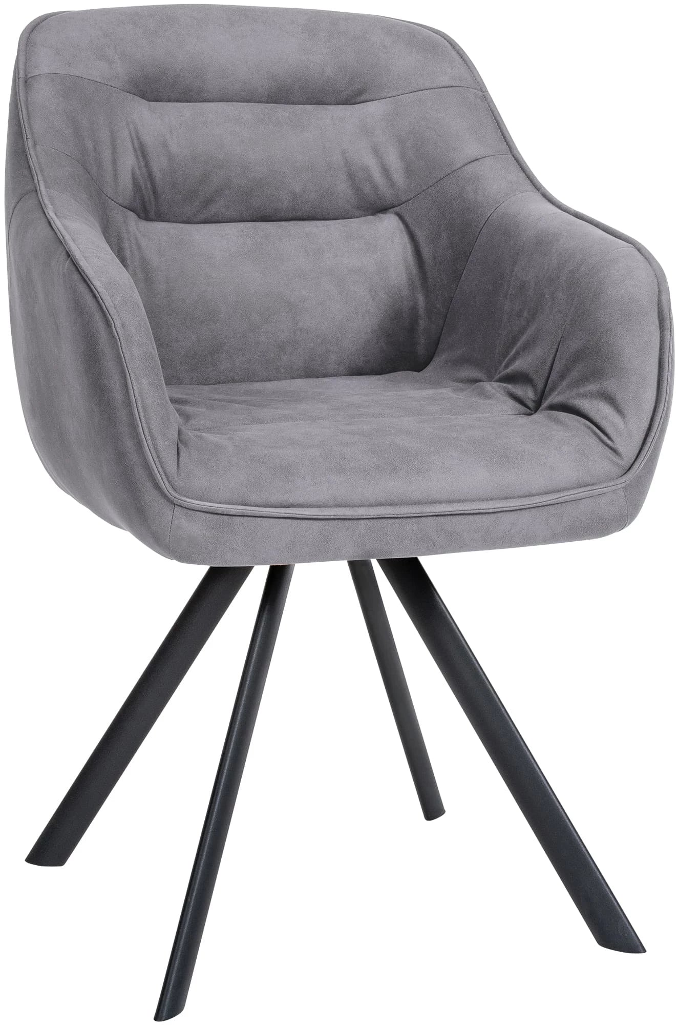 In And OutdoorMatch Eetkamerstoel Lukas - Lichtgrijs - Met Armleuningen - Fluweel - Hoogwaardige Bekleding - Comfortabele en Luxe Eetkamerstoel - Vintage Look Eetkamerstoel