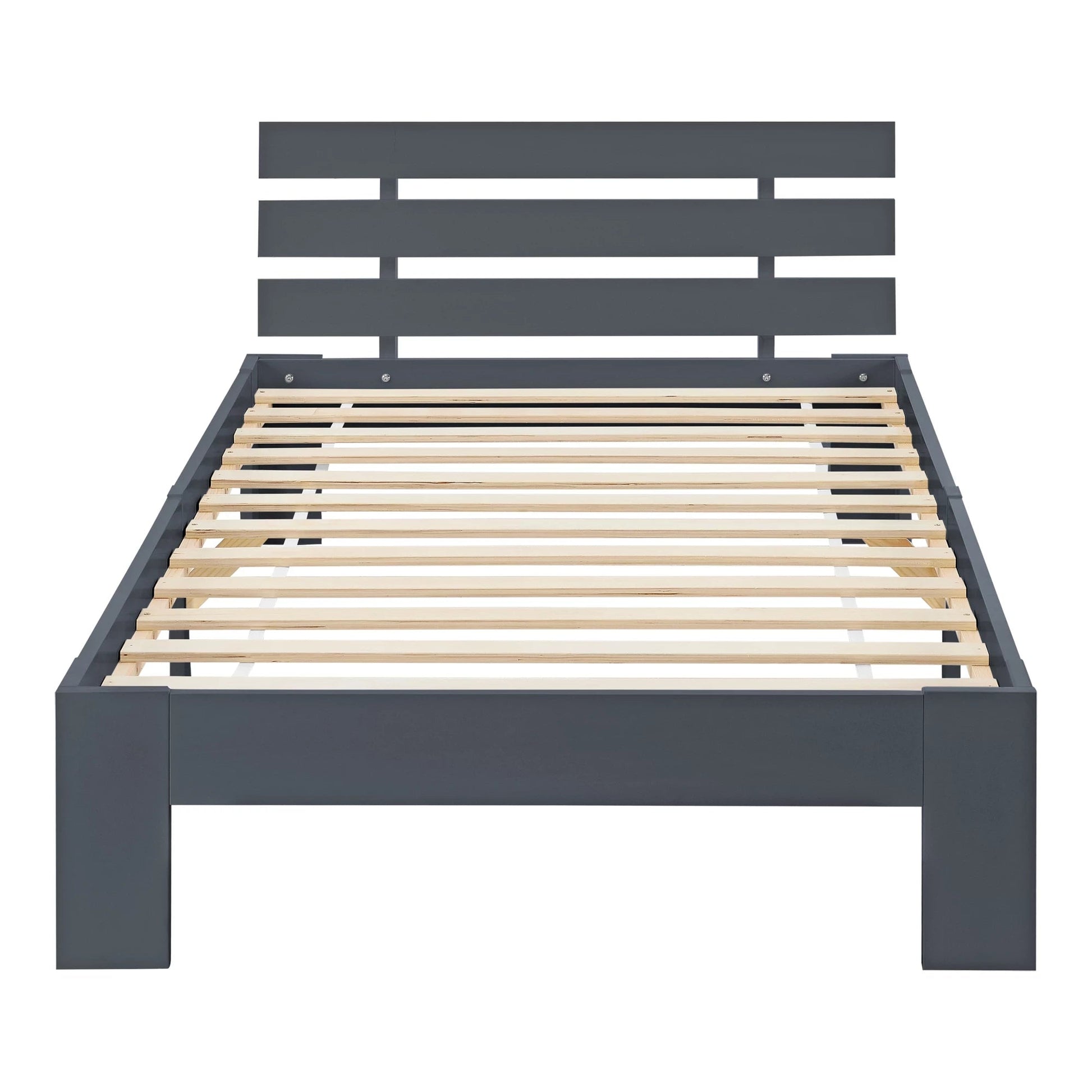 In And OutdoorMatch Houten Bed Salvatore - Grenen - Met Bedbodem - 120x200 cm - Donkergrijs - Snelle Montage Eén persoon slapen