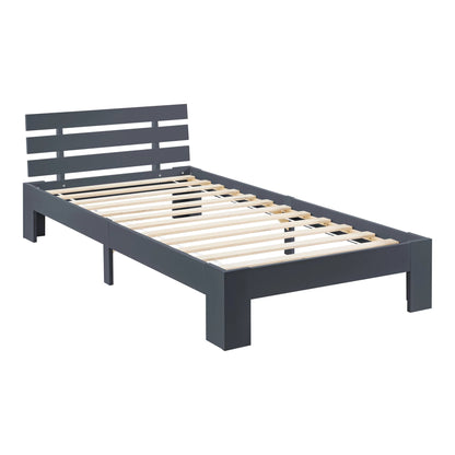 In And OutdoorMatch Houten Bed Salvatore - Grenen - Met Bedbodem - 120x200 cm - Donkergrijs - Snelle Montage Eén persoon slapen