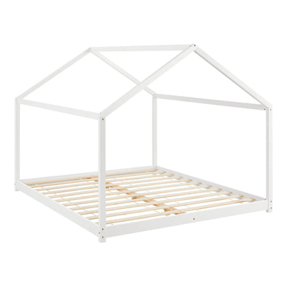 In And OutdoorMatch Kinderbed Rodney - Huisbed - Met Matras - Met Lattenbodem - 180x200cm - Wit - Snelle Montage bed twee personen