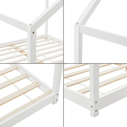 In And OutdoorMatch Kinderbed Vercoulen - Huisbed - Met Lattenbodem - 160x200cm - Wit - Snelle Montage bed twee personen