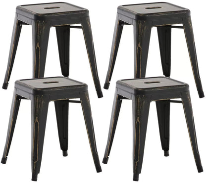 In And OutdoorMatch Kruk Tessie - zwart- metaal - vintage look - set van 4 - stapelbaar - zithoogte 46cm - industrieel stool