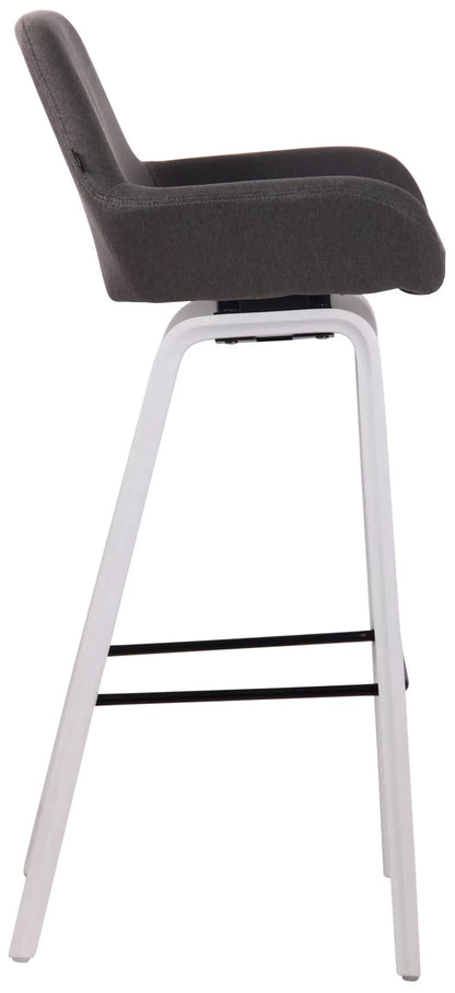 In And OutdoorMatch Luxe Barkruk Blaze - Grijs - Eiken Fineerhout - Luxe Design - Rugleuning - Voetensteun - Voor Keuken en Bar - Gestoffeerde Zitting Barkrukken / hocker