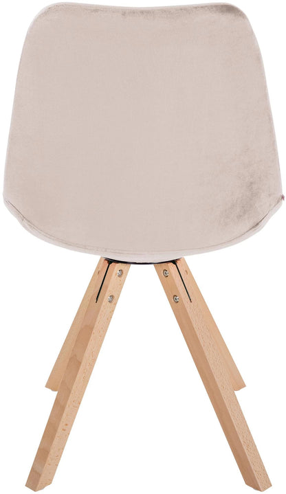 In And OutdoorMatch Stoel Celeste - Beige en Hout - Fluweel - Comfortabele zit - Hoogwaardige bekleding - Stijlvolle stoel - Klassieke uitstraling Eetkamerstoel