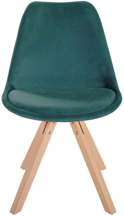 In And OutdoorMatch Stoel Jenny - Groen en Hout - Fluweel - Comfortabele zit - Hoogwaardige bekleding - Stijlvolle stoel - Klassieke uitstraling Eetkamerstoel