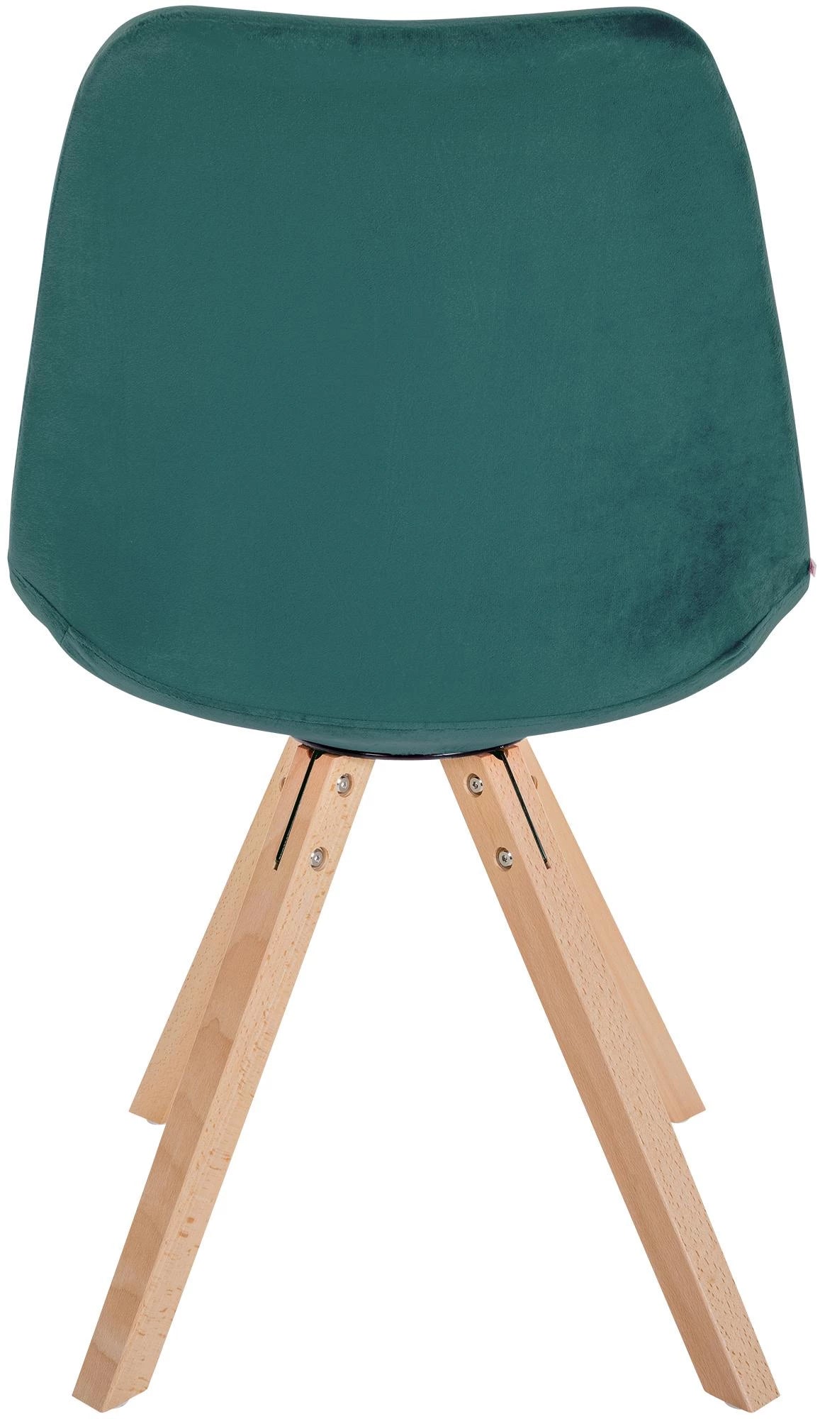 In And OutdoorMatch Stoel Jenny - Groen en Hout - Fluweel - Comfortabele zit - Hoogwaardige bekleding - Stijlvolle stoel - Klassieke uitstraling Eetkamerstoel