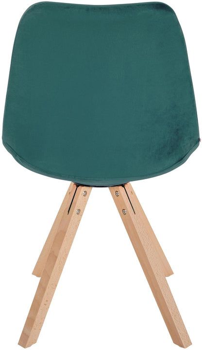 In And OutdoorMatch Stoel Jenny - Groen en Hout - Fluweel - Comfortabele zit - Hoogwaardige bekleding - Stijlvolle stoel - Klassieke uitstraling Eetkamerstoel