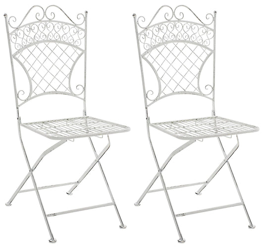 In And OutdoorMatch Tuinstoel Olivia - Grijs - Set van 2 - Klapstoel - Ijzer - Buitenstoel - Stoel - Hoge kwaliteit - Stijlvolle tuinstoel - Handgemaakt antiek patina Garden Chair