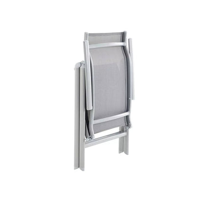 In And OutdoorMatch Tuinstoelen Yoni - Set van 4 - Klapstoelen - Buitenstoelen - Met Robuuste Aluminium Rrame - Rugleuning - Verstelbaar in 8 standen - Belastbaar tot 150 kg - Grijs Garden Chair
