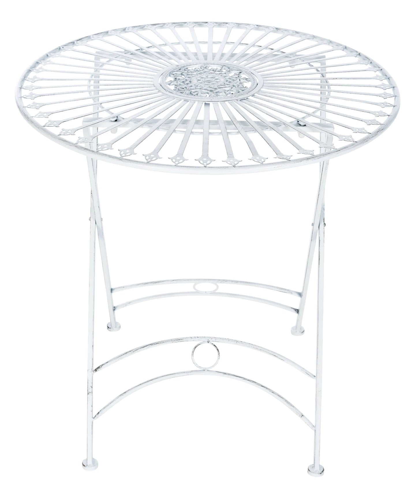 In And OutdoorMatch Tuintafel Patricia - 71x71x71cm - Metalen Tafel - Antieke Stijl - Wit table legs