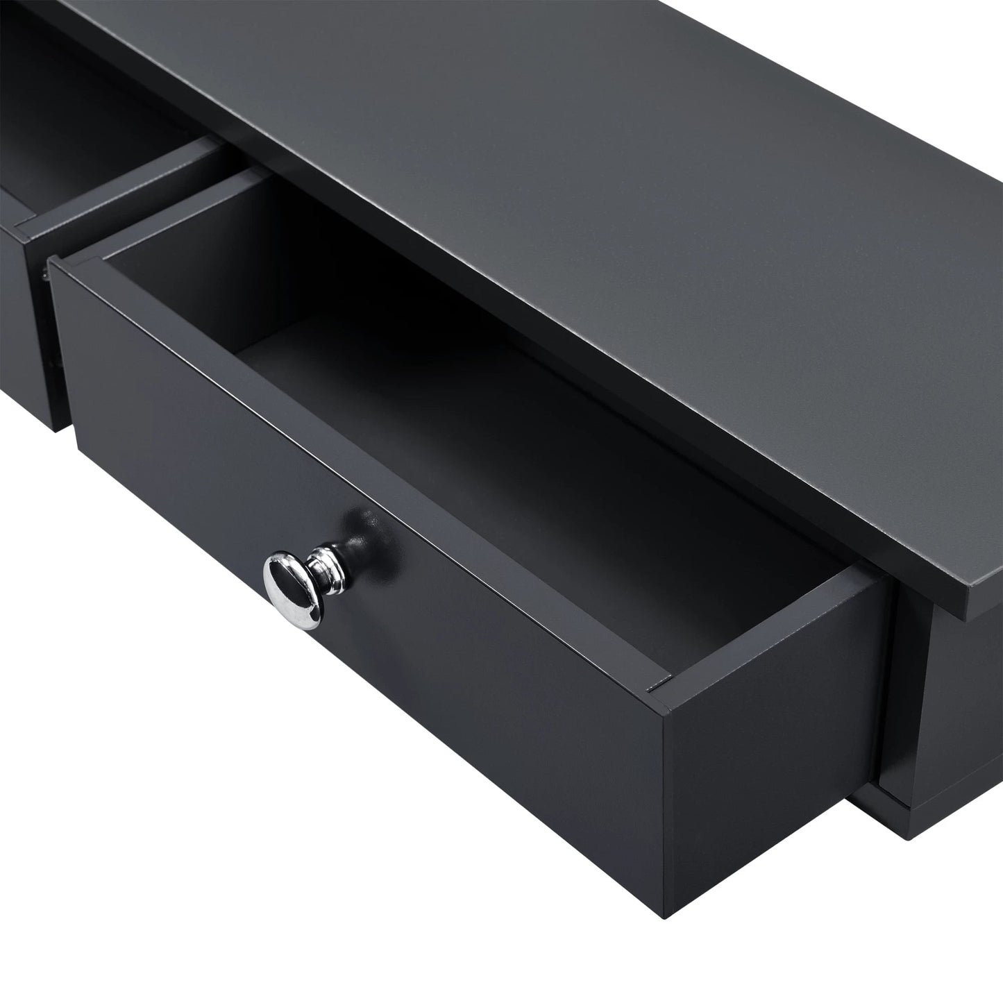 In And OutdoorMatch Wandplank Elmore - Met 2 Lades - Zwevend - MDF - 60x15x10 cm - Zwart - Vintage Design Wandplank