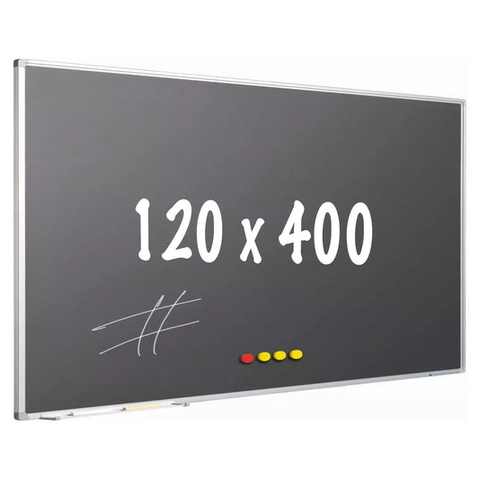 Krijtbord PRO Elvis - Magnetisch - Schoolbord - Eenvoudige montage - Emaille staal - Grijs - 120x400cm Krijtborden