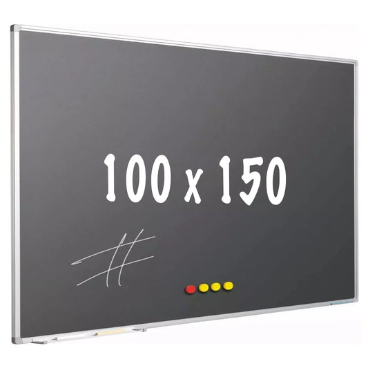 Krijtbord PRO George - Magnetisch - Schoolbord - Eenvoudige montage - Emaille staal - Grijs - 100x150cm Krijtborden