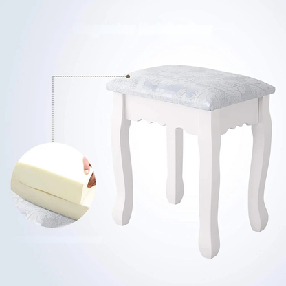 Make-up Tafel - Set met Spiegel en Stoel - 3 Laden - Wit