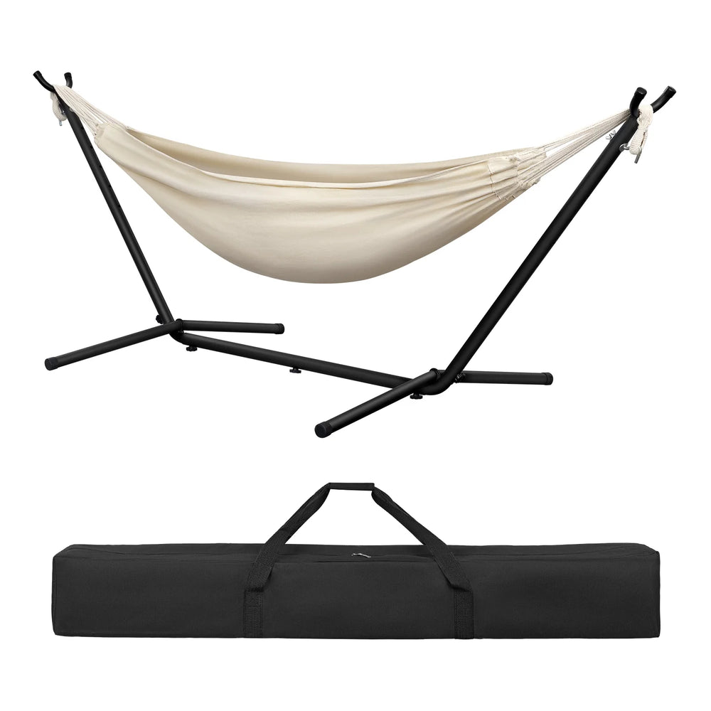 EUGAD Portable Double Hammock with Heavy Duty Stand 250kg Capacity 2 Person Outdoor Hanging Swing Bed for Camping Garden 280x106x100cm