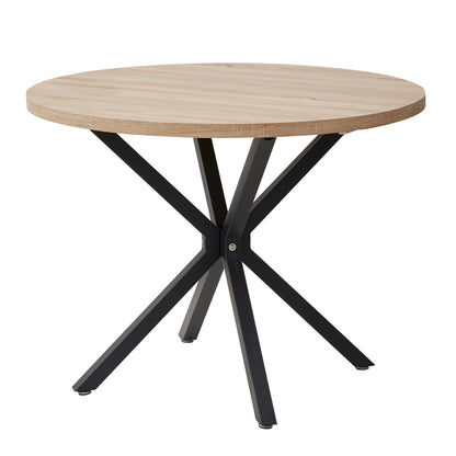 EGOONM Nordic Round Table Solid Wood Table with Wooden Lid and Steel Frame Coffee Tables Living Room Office Home Furniture 100CM