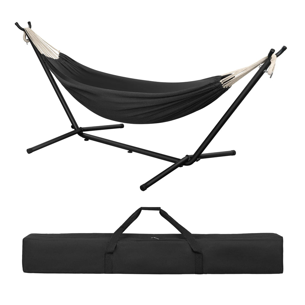 EUGAD Portable Double Hammock with Heavy Duty Stand 250kg Capacity 2 Person Outdoor Hanging Swing Bed for Camping Garden 280x106x100cm