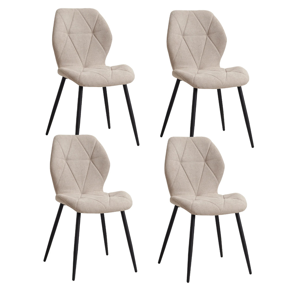 EGOONM Set of 2/4/6 Dining Chairs Upholstered Padded Linen Fabric Kitchen Chairs Metal Legs for Balcony Restaurant Dining Room