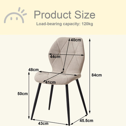 EGOONM Set of 2/4/6 Dining Chairs Upholstered Padded Linen Fabric Kitchen Chairs Metal Legs for Balcony Restaurant  Dining Room