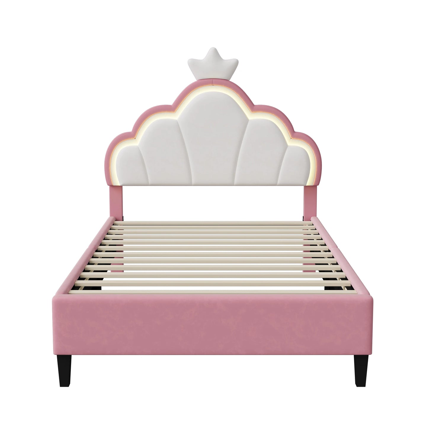 Led-verlichte Kussensbed - 203,5x90,5x132,5 cm, 203,5x140,5x132,5 cm - Flanelstof