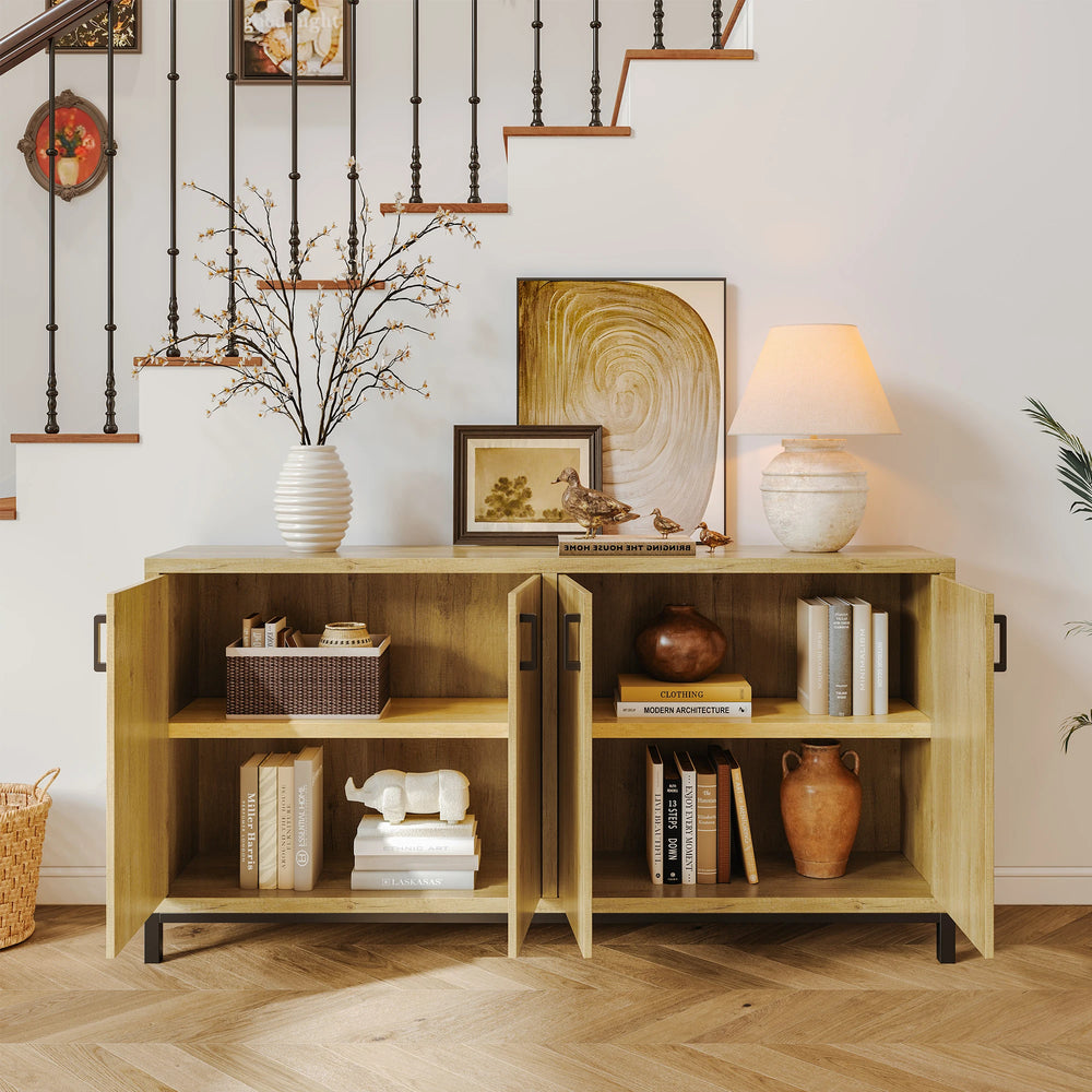 Houten Dressoir - 4-deurs - Natuurlijk Hout