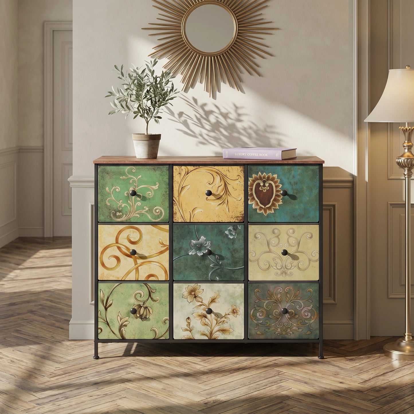 Dressoir Vintage look - 9 Laden - Hout - Metaal