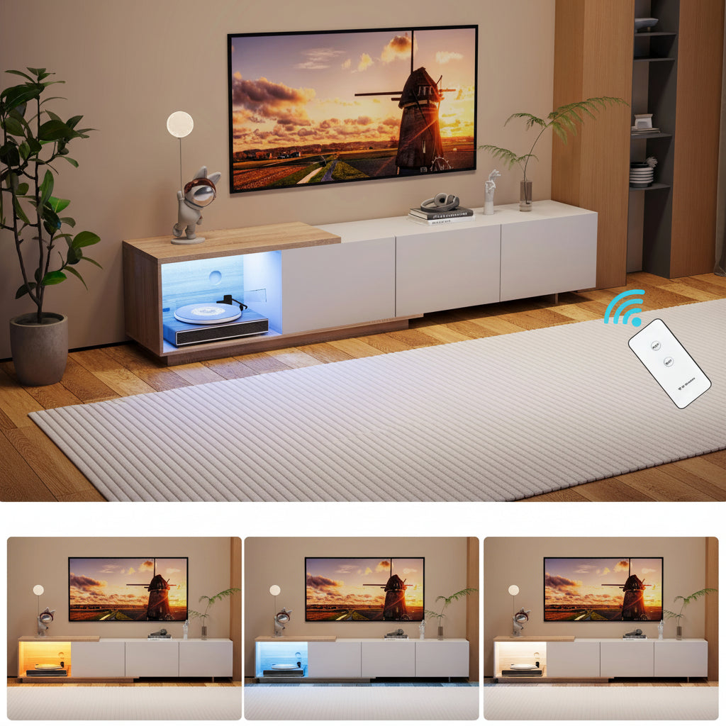 TV-Meubel - Met LED-Verlichting - Opbergruimte - 3 Lades