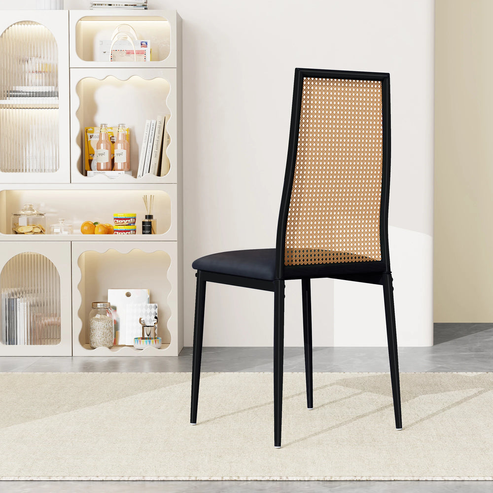 Eetkamerstoelen - Set van 2 - Zwart & Natuurlijk Hout